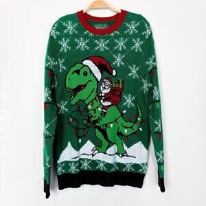 Ugly Sweater Nordstrom Mens Large Christmas Santa‎ Dinosaur Festive Holiday